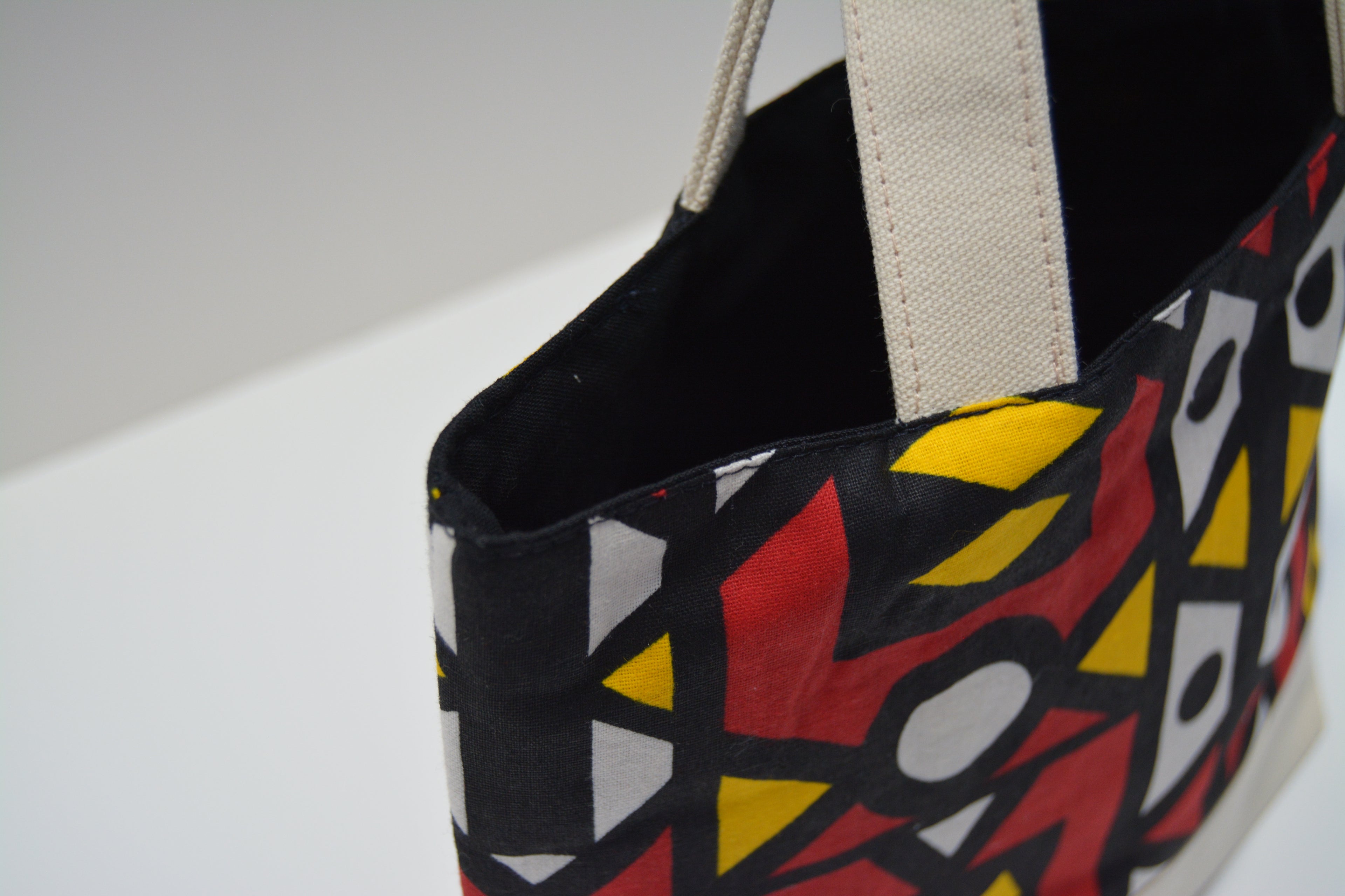 Handmade Ankara African Print Medium Canvas Tote Bag | Red, Yellow & Black