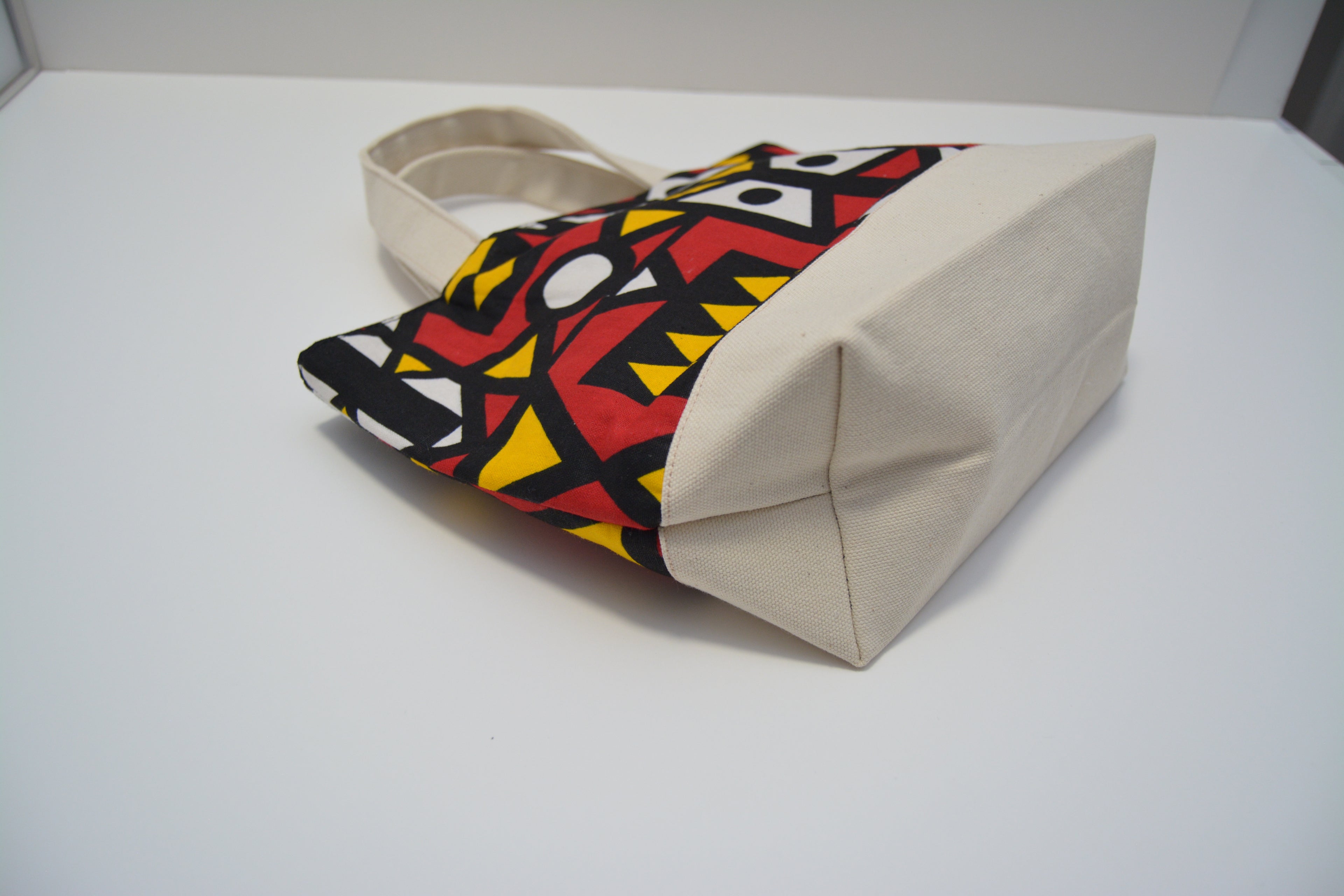 Handmade Ankara African Print Medium Canvas Tote Bag | Red, Yellow & Black